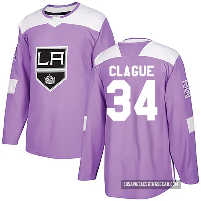 Men's Kale Clague Los Angeles Kings ＃34 Authentic Purple Fights Cancer Practice Jersey