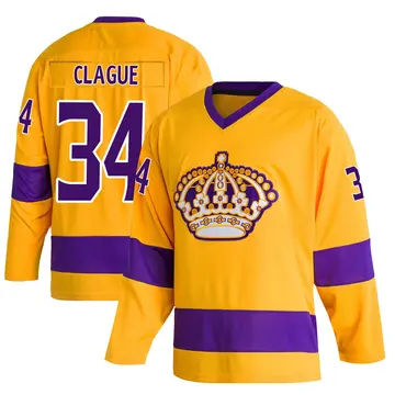 Youth Kale Clague Los Angeles Kings ＃34 Authentic Gold Classics Jersey